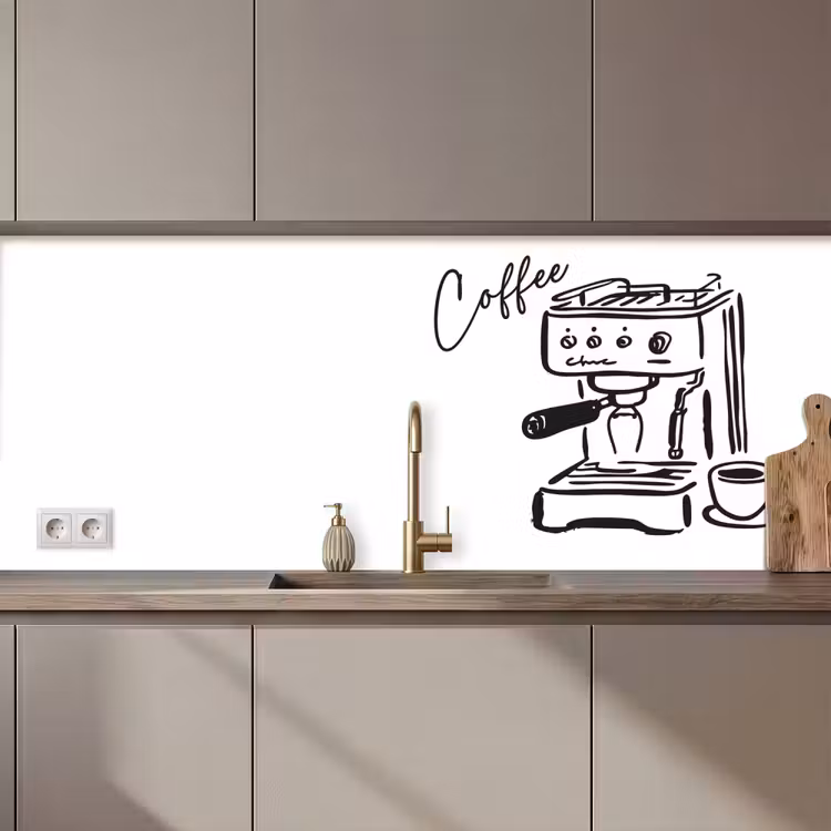 Espressomachine - Zwart - Wit keuken achterwand 2 middel zz_3dshopping
