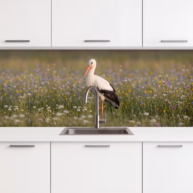 Ooienvaar - Bloemen - Weide - Kleurrijk keuken achterwand 2 middel -3d