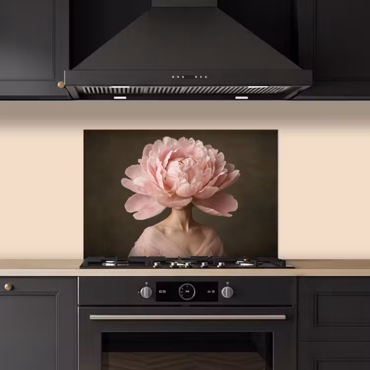 Gezicht - Roos - Roze keuken achterwand 2 middel -3d_schuin