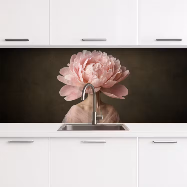 Gezicht - Roos - Roze keuken achterwand 2 middel -3d