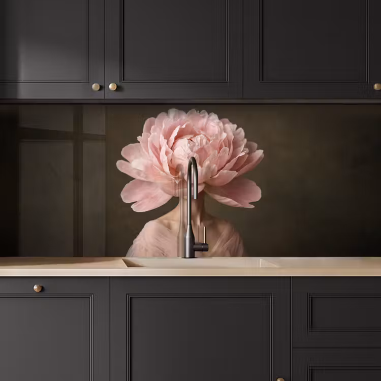 Gezicht - Roos - Roze keuken achterwand 2 middel -sfeer1