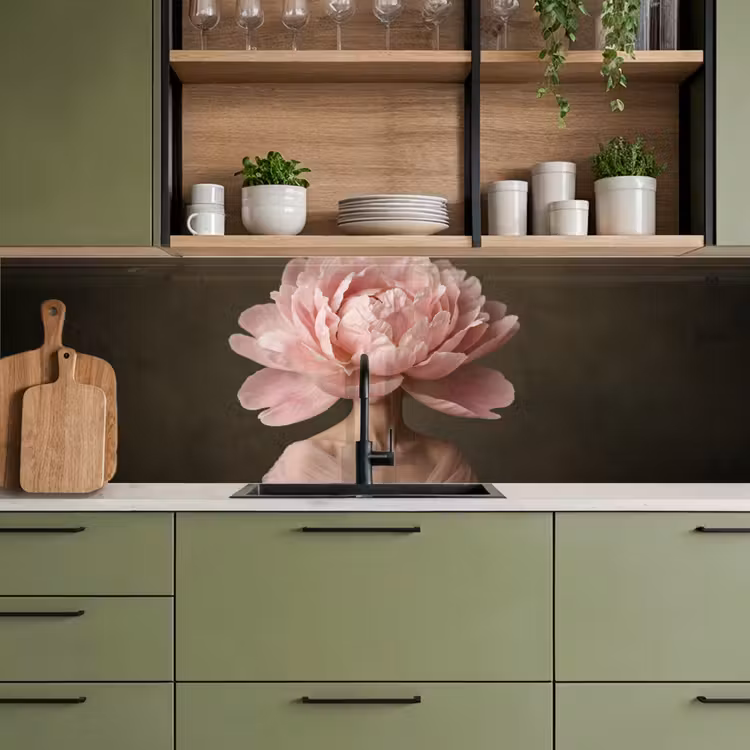 Gezicht - Roos - Roze keuken achterwand 2 middel -sfeer3