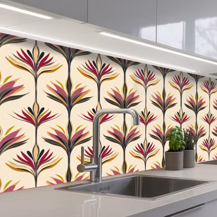 Waaier - Motief - Kleurrijk keuken achterwand 2 middel 871 -3d_schuin