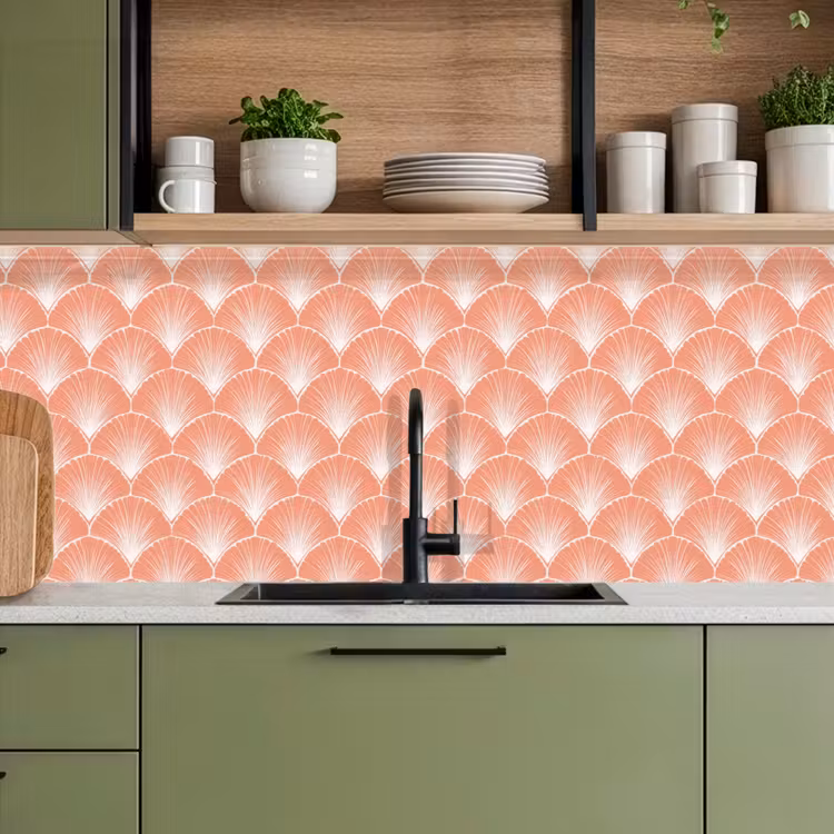 Waaier - Motief - Zalmroze keuken achterwand 2 middel 871 -sfeer3