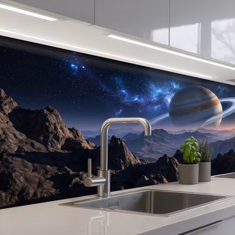Fantasy - Kosmos - Landschap keuken achterwand 2 middel -3d_schuin