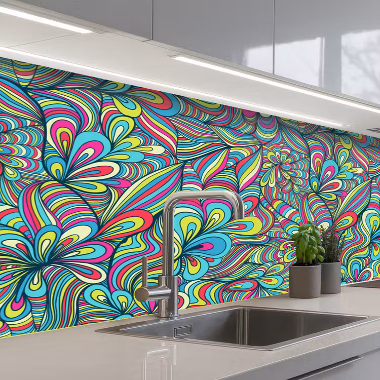 Fantasy - Design - Kleuren - Retro keuken achterwand 2 middel 871 -3d_schuin