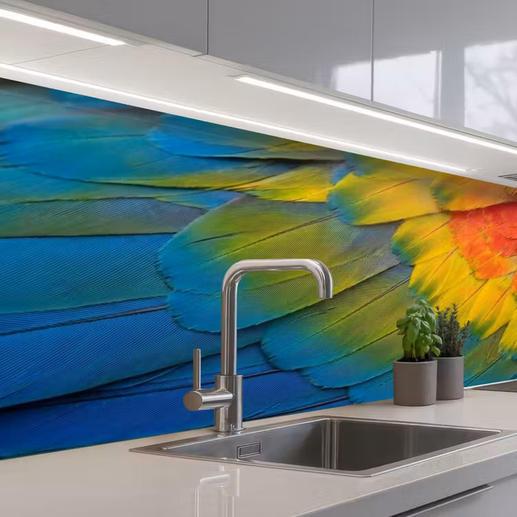 Veren - Ara - Kleurrijk keuken achterwand 2 middel -3d_schuin
