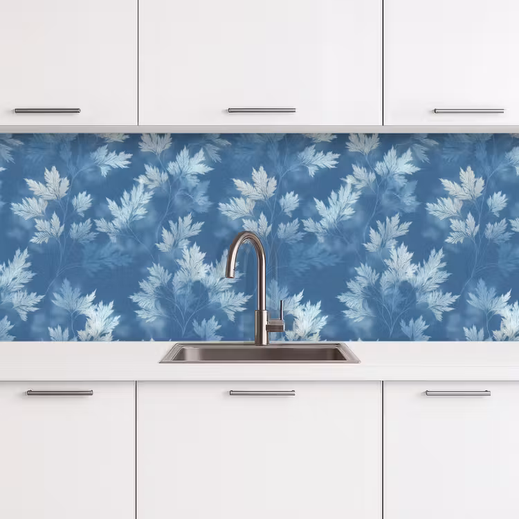 Varen - Botanisch - Patroon - Grijsblauw keuken achterwand 2 middel 871 -3d