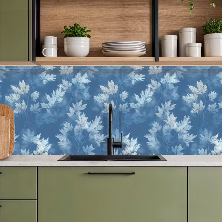 Varen - Botanisch - Patroon - Grijsblauw keuken achterwand 2 middel 871 -sfeer3