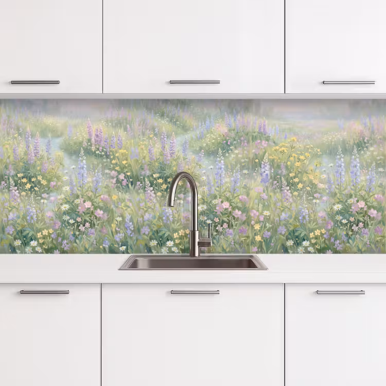 Bloemenveld - Heuvels - Kleurrijk keuken achterwand 2 middel -3d