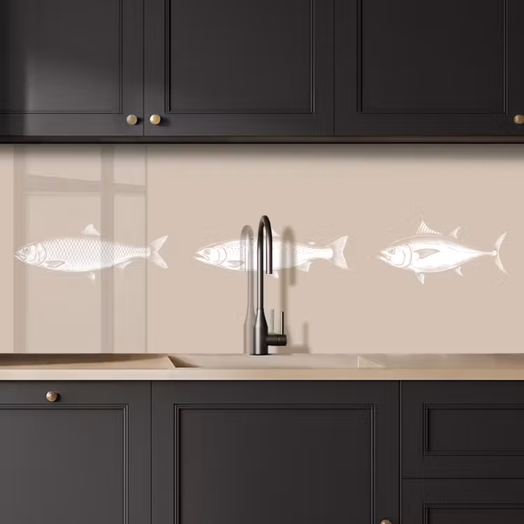 Vissen - Beige - Wit keuken achterwand 2 middel -sfeer1