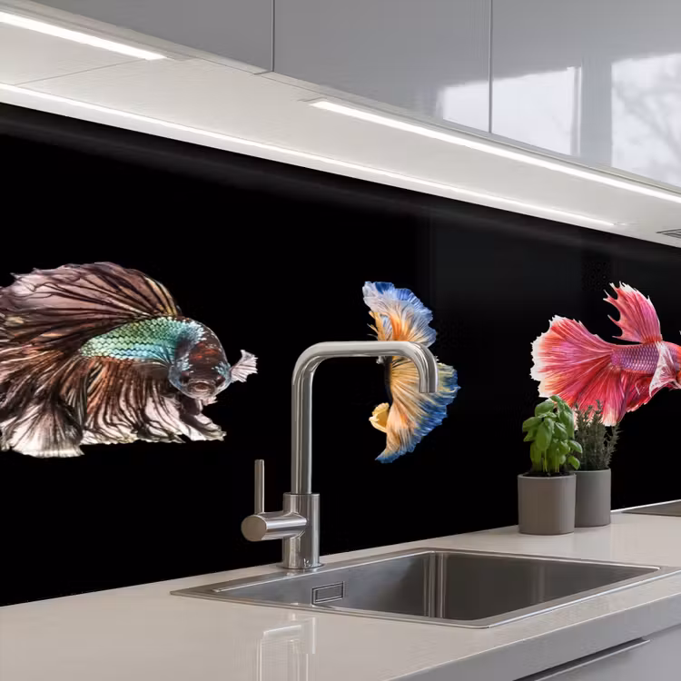 Vissen - Kleurrijk - Dieren keuken achterwand 2 middel -3d_schuin