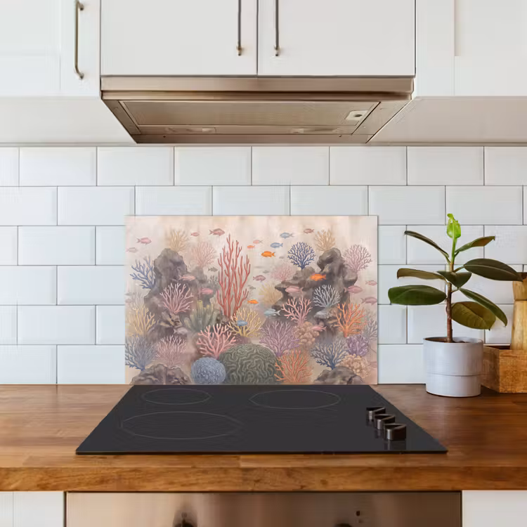 Vis - Koraalrif - Onderwaterwereld - Illustratie keuken achterwand spatscherm klein -sfeer2