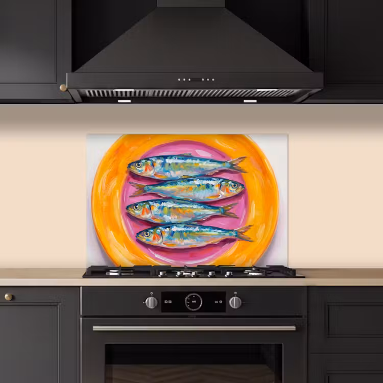 Vis - Vier - Eten - Modern - Kleurrijk keuken achterwand spatscherm klein -sfeer1