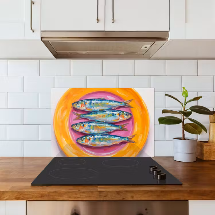 Vis - Vier - Eten - Modern - Kleurrijk keuken achterwand spatscherm klein -sfeer2