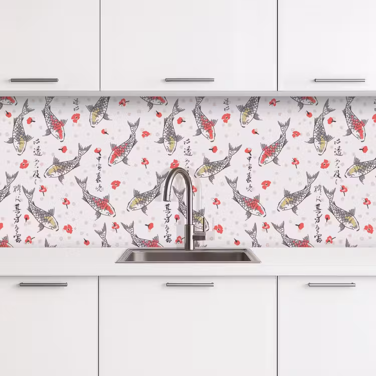 Vis - Koi - Bloemen - Patronen keuken achterwand 2 middel 871 -3d