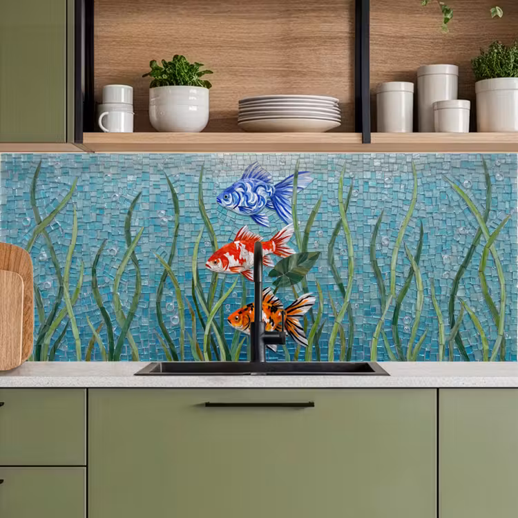Vis - Mozaïek - Onderwater - Kleurrijk - Dieren keuken achterwand 2 middel -sfeer3