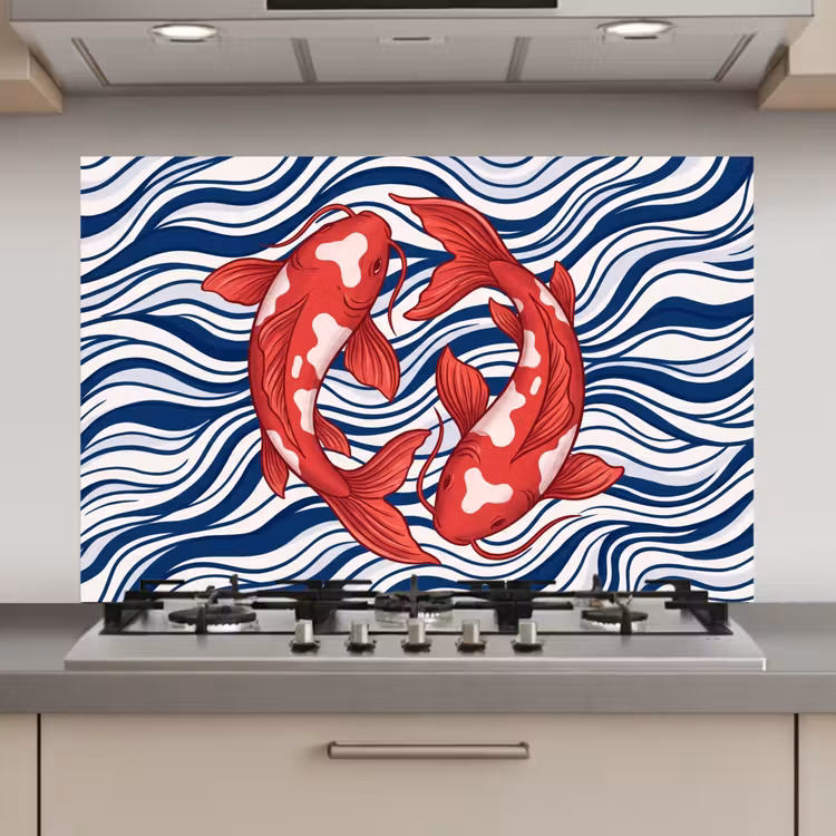 Vis - Water - Natuur - Illustratie - Rood keuken achterwand spatscherm klein -3d_website
