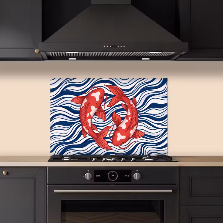 Vis - Water - Natuur - Illustratie - Rood keuken achterwand spatscherm klein -sfeer1