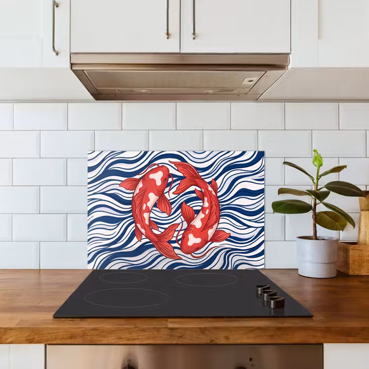 Vis - Water - Natuur - Illustratie - Rood keuken achterwand spatscherm klein -sfeer2