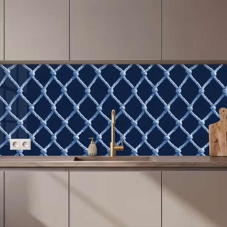 Visnet - Touw - Patroon - Marineblauw keuken achterwand 2 middel 871 zz_3dshopping