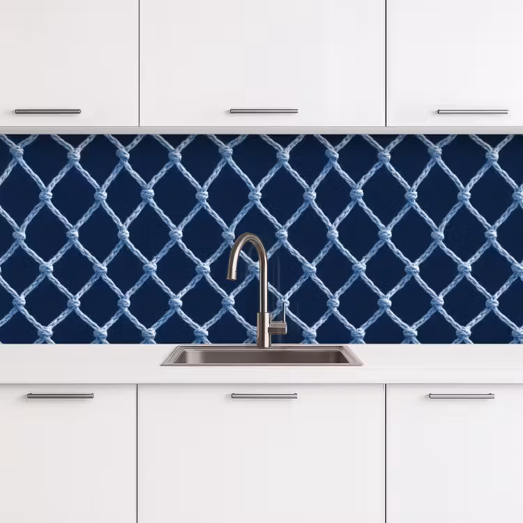 Visnet - Touw - Patroon - Marineblauw keuken achterwand 2 middel 871 -3d