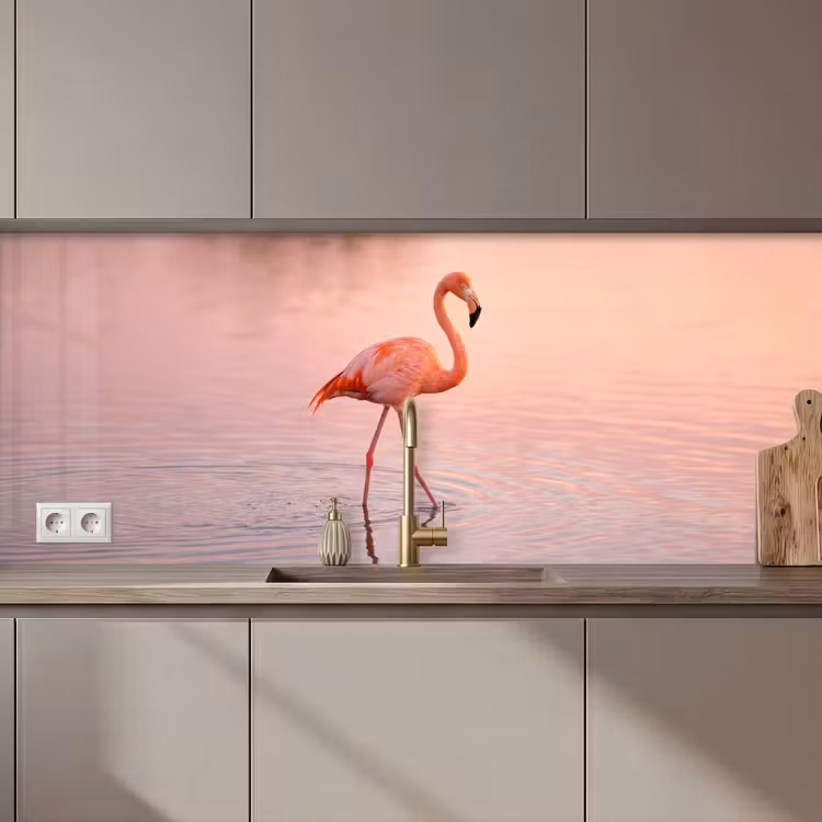Flamingo - Water - Roze keuken achterwand 2 middel zz_3dshopping