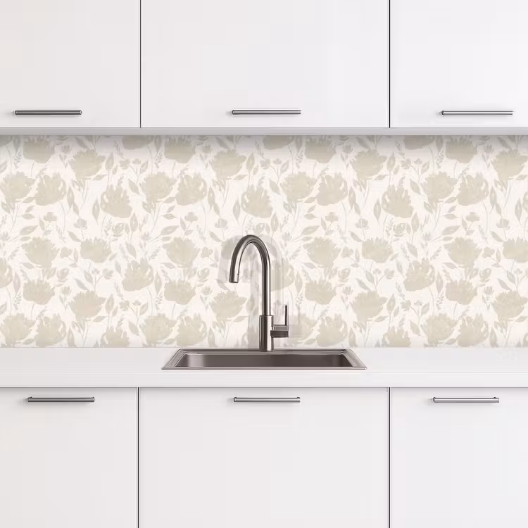 Bloemenpatroon - Silhouet - Wit keuken achterwand 2 middel 871 -3d