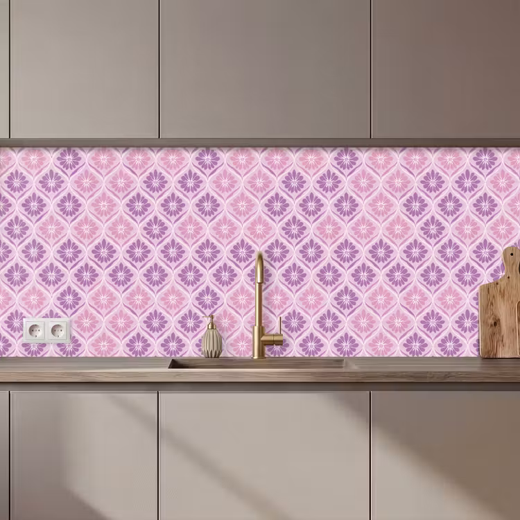Bloemenruit - Patroon - Paars keuken achterwand 2 middel 871 zz_3dshopping
