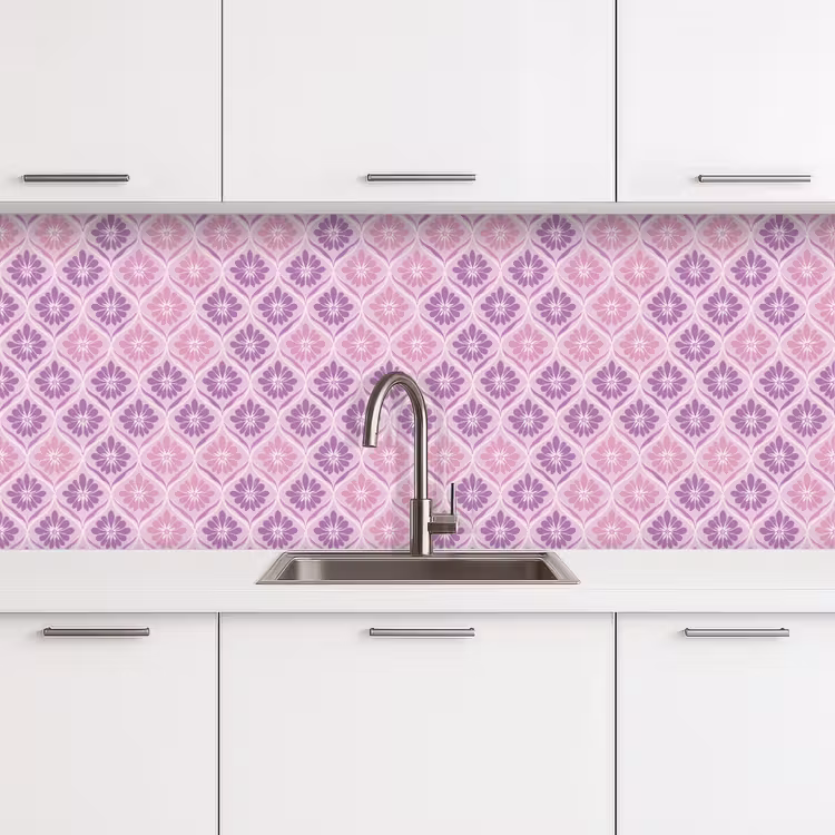 Bloemenruit - Patroon - Paars keuken achterwand 2 middel 871 -3d