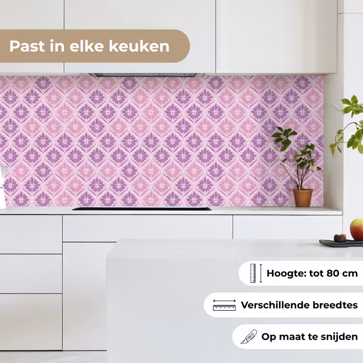 Bloemenruit - Patroon - Paars keuken achterwand 2 middel 871 -sfeer4_NL