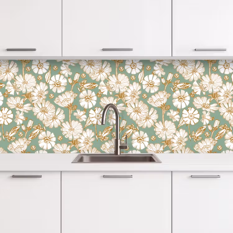 Bloem - Art nouveau - Design keuken achterwand 2 middel 871 -3d