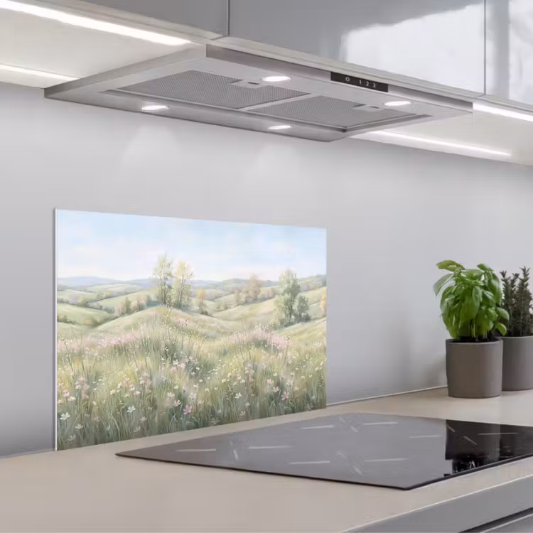 Bloemen veld - Bloemen - Groen keuken achterwand 2 middel -3d