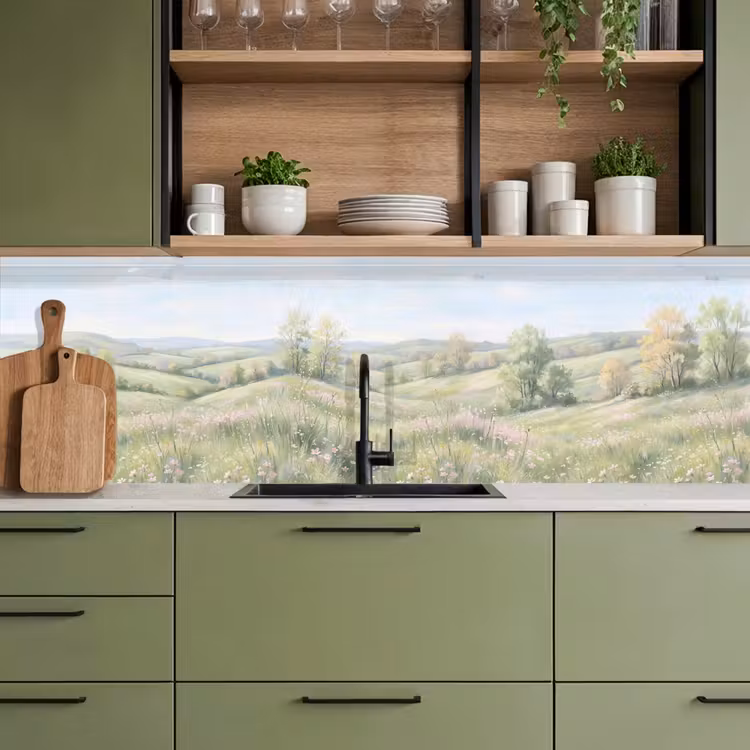 Bloemen veld - Bloemen - Groen keuken achterwand 2 middel -sfeer3