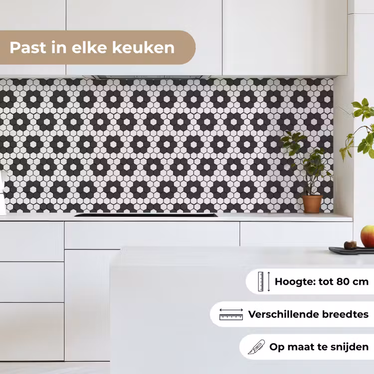 Bloem - Vorm - Patroon - Zwart keuken achterwand 2 middel 871 -sfeer4_NL
