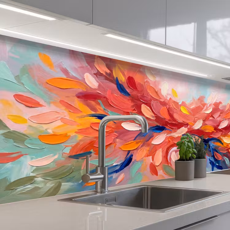 Bloemen - Abstract - Kunst - Modern keuken achterwand 2 middel -3d_schuin