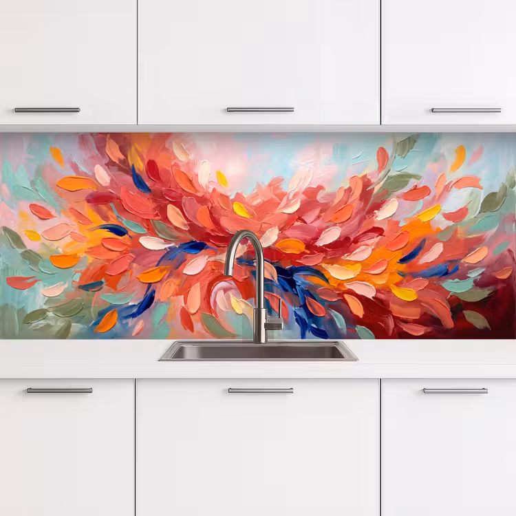Bloemen - Abstract - Kunst - Modern keuken achterwand 2 middel -3d