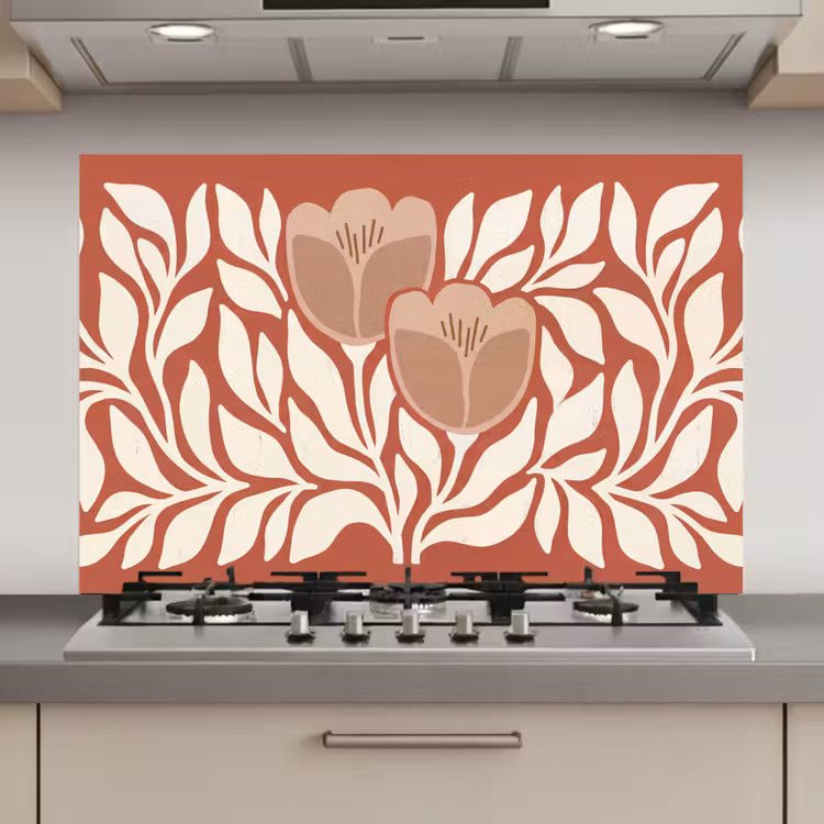 Bloemen - Abstract - Modern - Beige - Natuur keuken achterwand spatscherm klein -3d_website