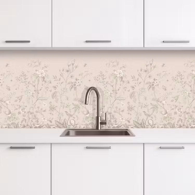Bloemen - Beige - Botanisch - Vintage keuken achterwand 2 middel -3d