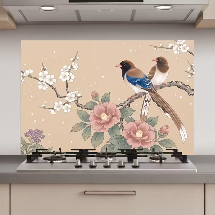 Bloemen - Vogels - Bloemen keuken achterwand 2 middel zz_3dshopping