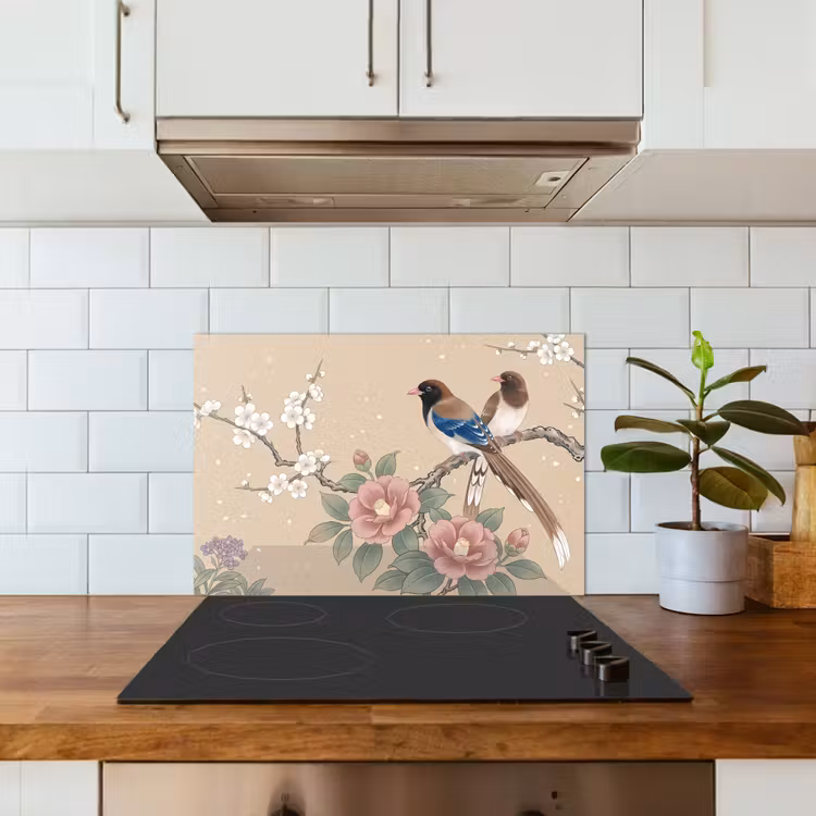 Bloemen - Vogels - Bloemen keuken achterwand 2 middel -sfeer1