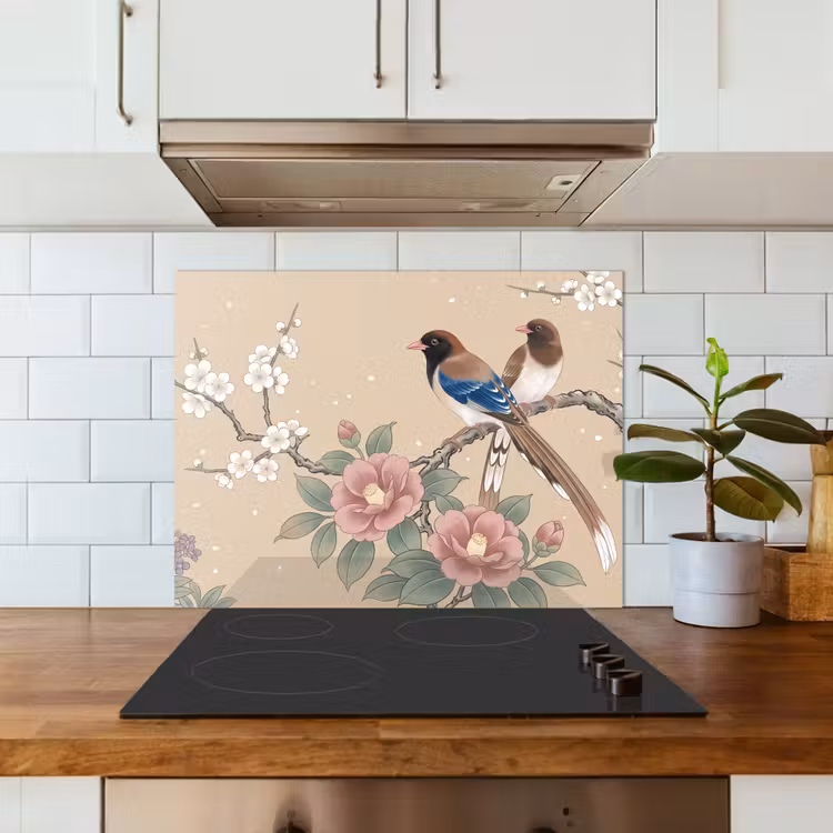 Bloemen - Vogels - Bloemen keuken achterwand 2 middel -sfeer4_NL