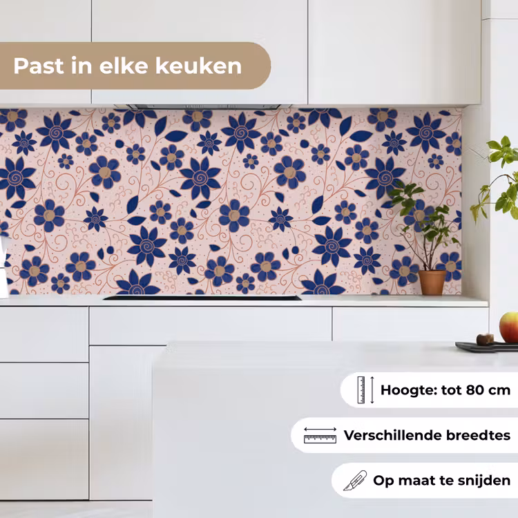 Bloemen - Blauw - Japan - Patronen keuken achterwand 2 middel 871 -sfeer4_NL