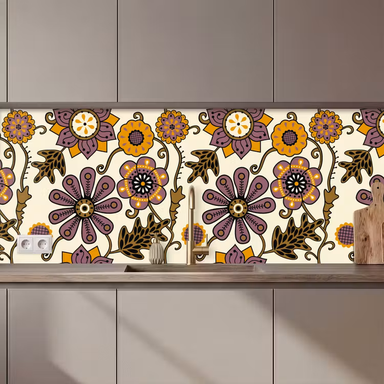 Bloemen - Bohemian - Vintage - Cartoon keuken achterwand 2 middel 871 zz_3dshopping