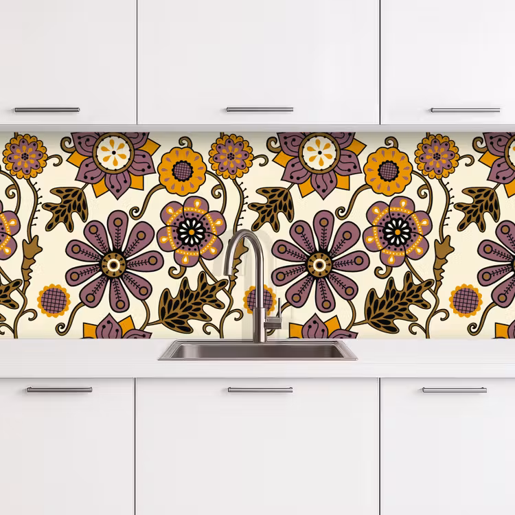 Bloemen - Bohemian - Vintage - Cartoon keuken achterwand 2 middel 871 -3d