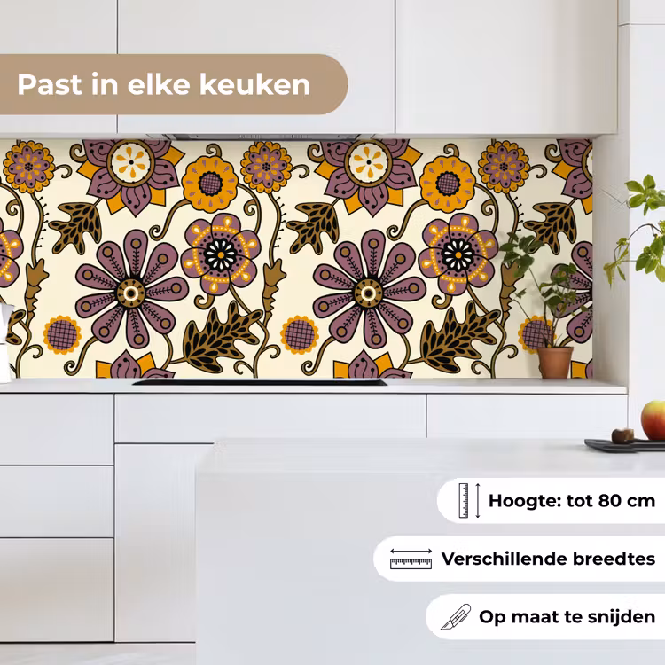 Bloemen - Bohemian - Vintage - Cartoon keuken achterwand 2 middel 871 -sfeer4_NL