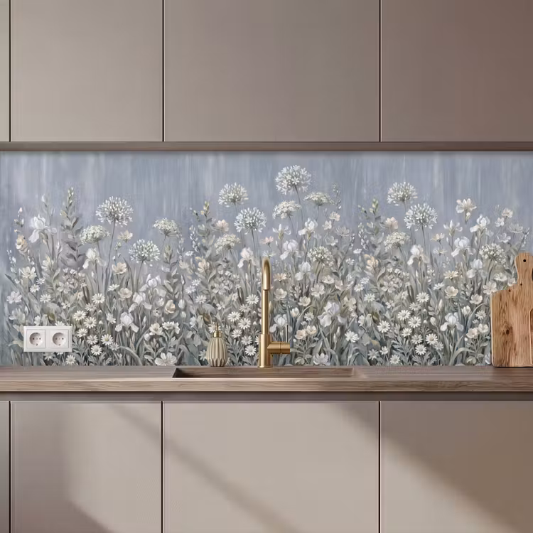 Bloemen - Botanisch - Blauw keuken achterwand 2 middel zz_3dshopping