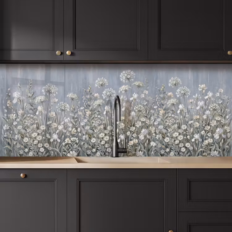 Bloemen - Botanisch - Blauw keuken achterwand 2 middel -sfeer1