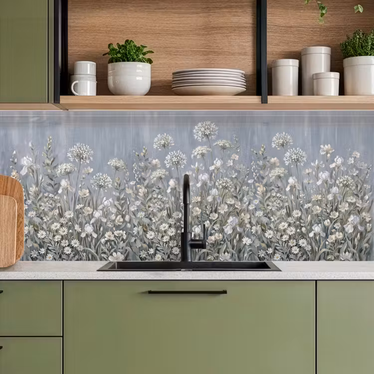 Bloemen - Botanisch - Blauw keuken achterwand 2 middel -sfeer3