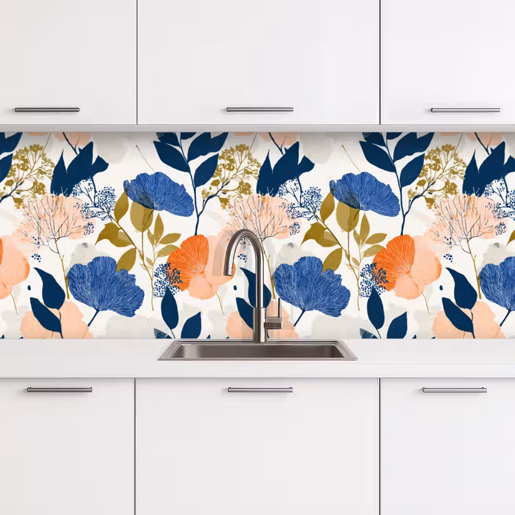 Bloemen - Botanisch - Kleurrijk keuken achterwand 2 middel 871 -3d